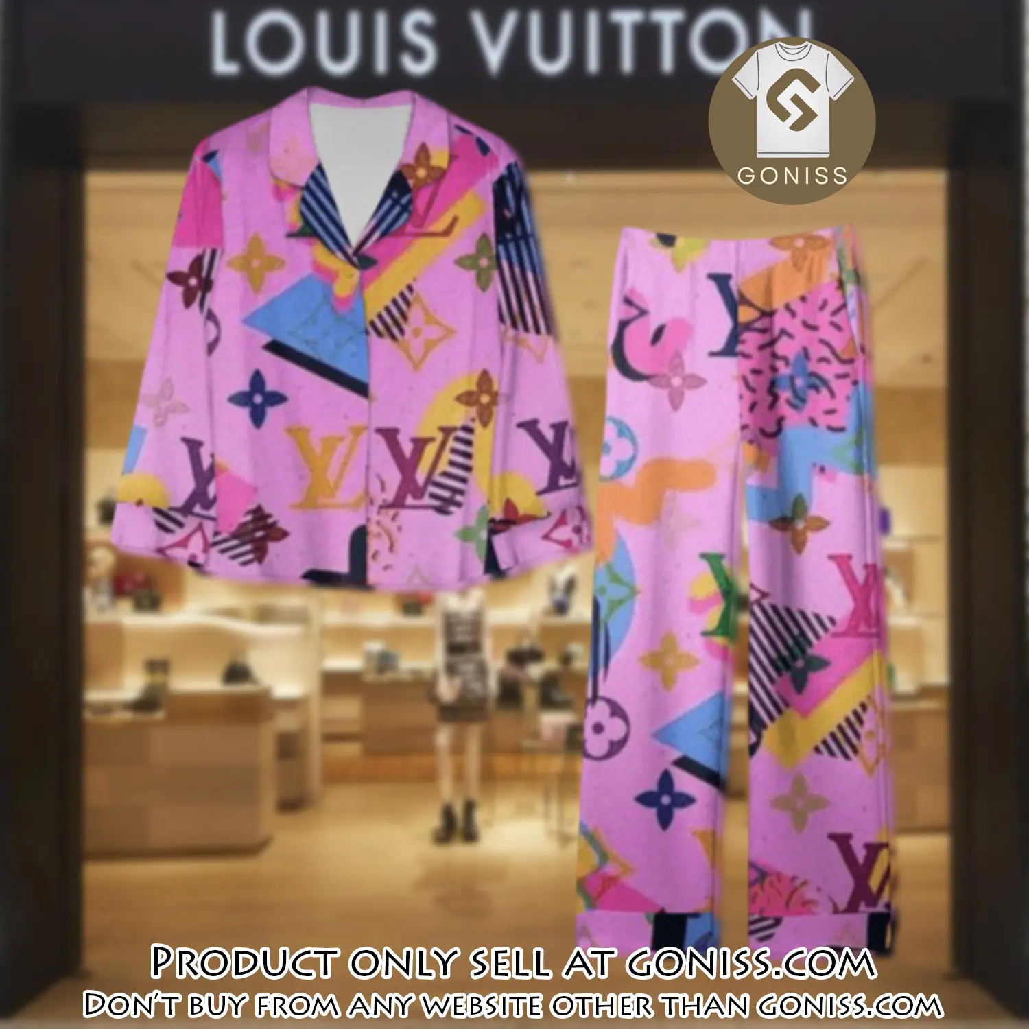 Trending luxury lv satin pajama set pjs1075 gn1206500